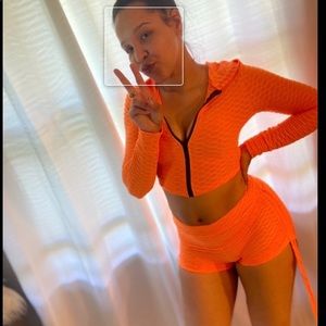 2 piece short set with hooded jacket